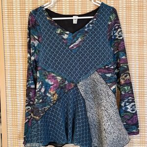 This & That Womens S Patchwork Button Top Whimsigoth Crochet Boho Hippie Peasant